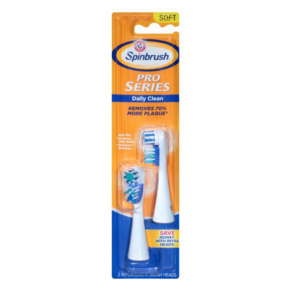 Arm And Hammer Spinbrush Pro Series Daily Clean Brush Heads Soft, 2 ea